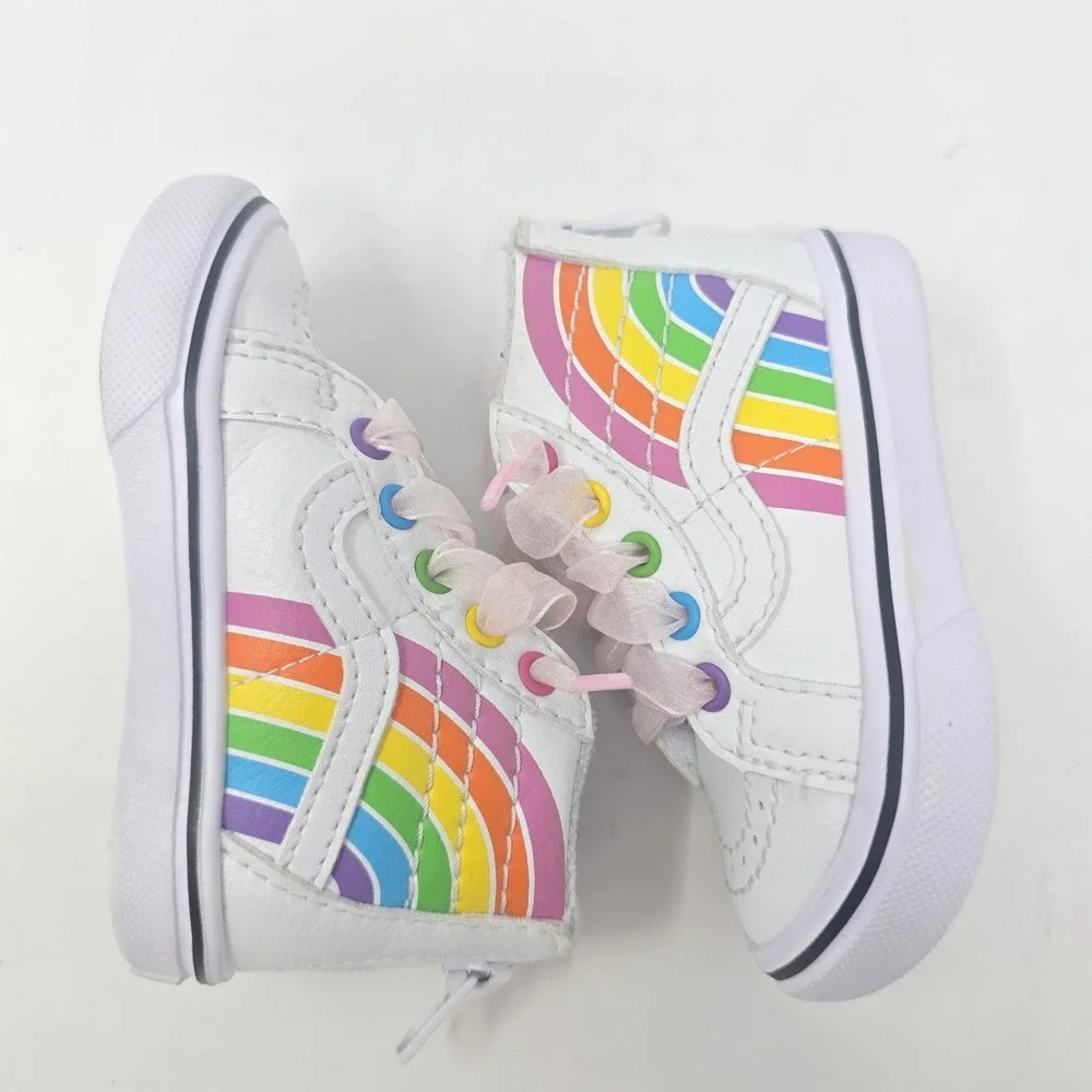 Vans x Flour Shop Sk8-Hi Reissue V Rainbow White Toddler Shoes Size 4 721356